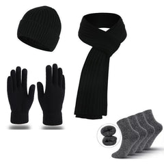 Winter Warm Scarf Gloves Socks Hat 5-piece Set Of Touch Screen For Men And Women