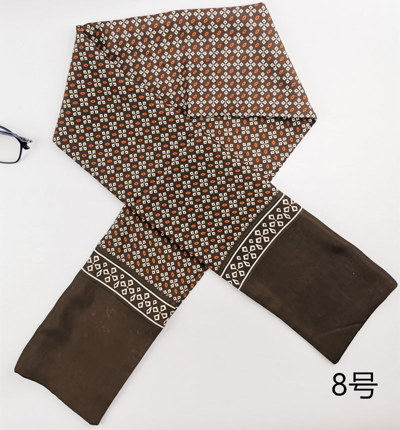 Men's Business British Silk Scarf Washed Velvet Long Scarf Suit Scarf