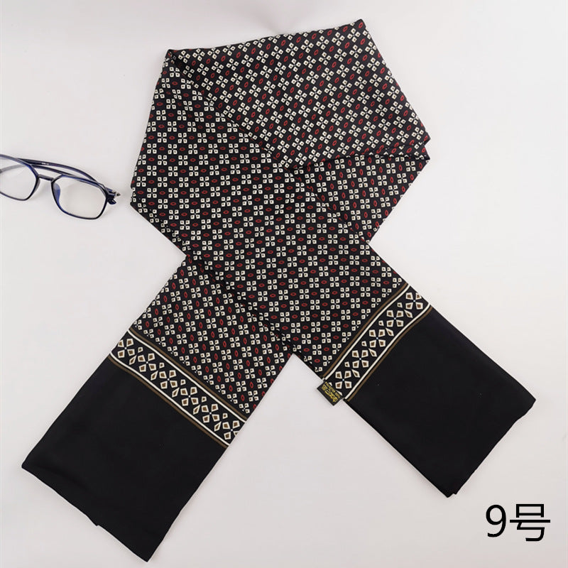 Men's Business British Silk Scarf Washed Velvet Long Scarf Suit Scarf
