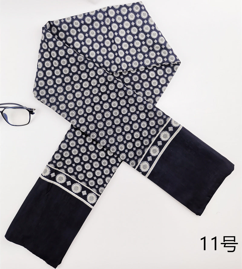Men's Business British Silk Scarf Washed Velvet Long Scarf Suit Scarf