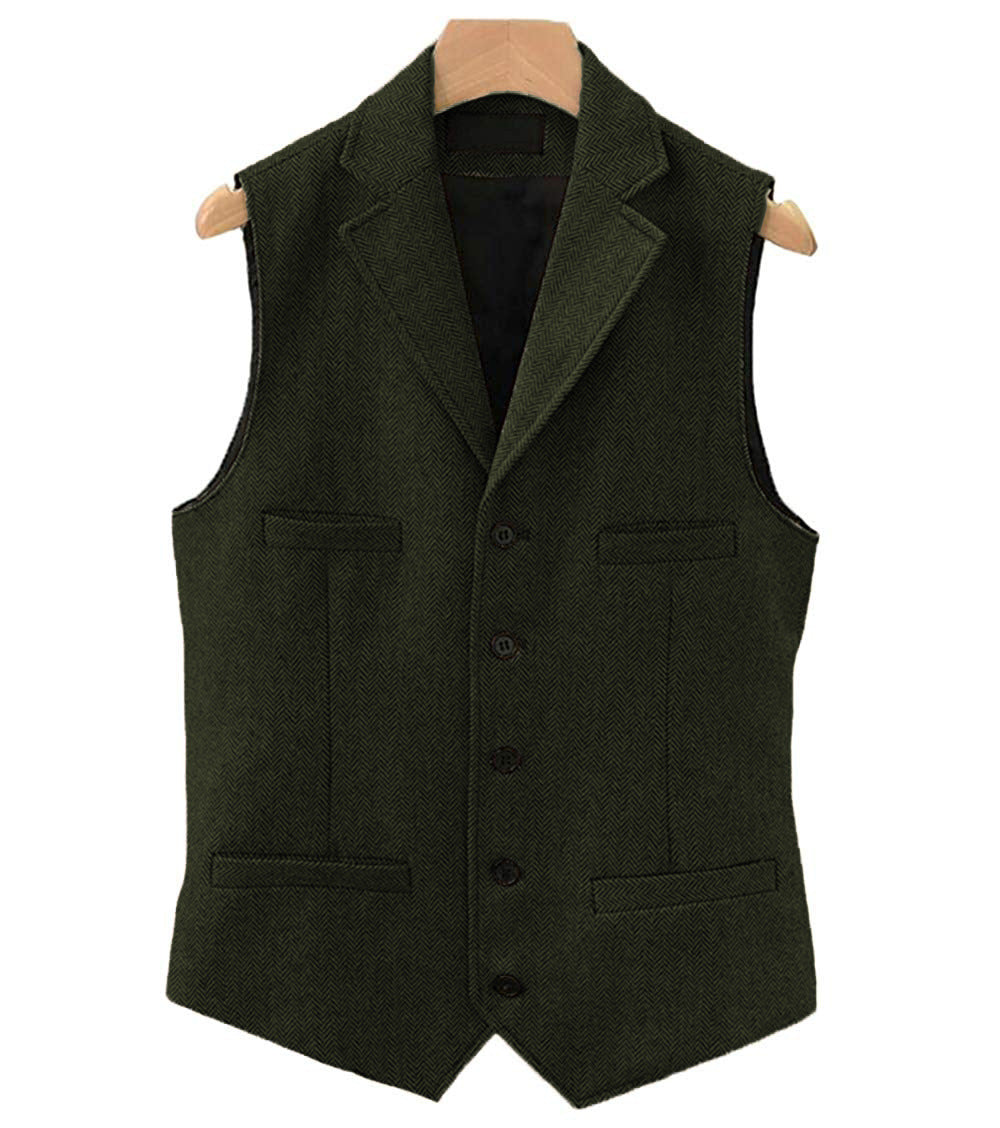 Big & Tall Men's Business Herringbone Suit Vest XS-3XL