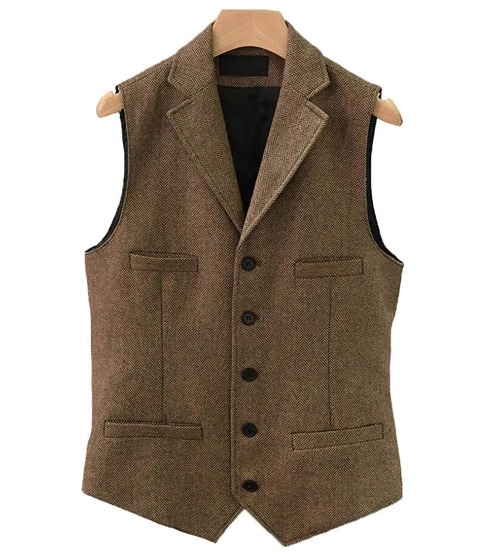 Big & Tall Men's Business Herringbone Suit Vest XS-3XL