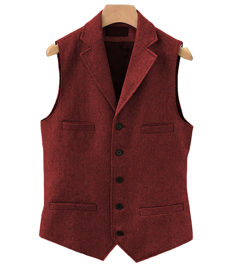 Big & Tall Men's Business Herringbone Suit Vest XS-3XL