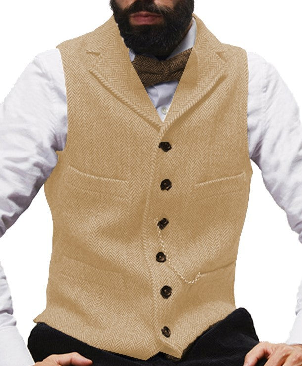 Big & Tall Men's Business Herringbone Suit Vest XS-3XL