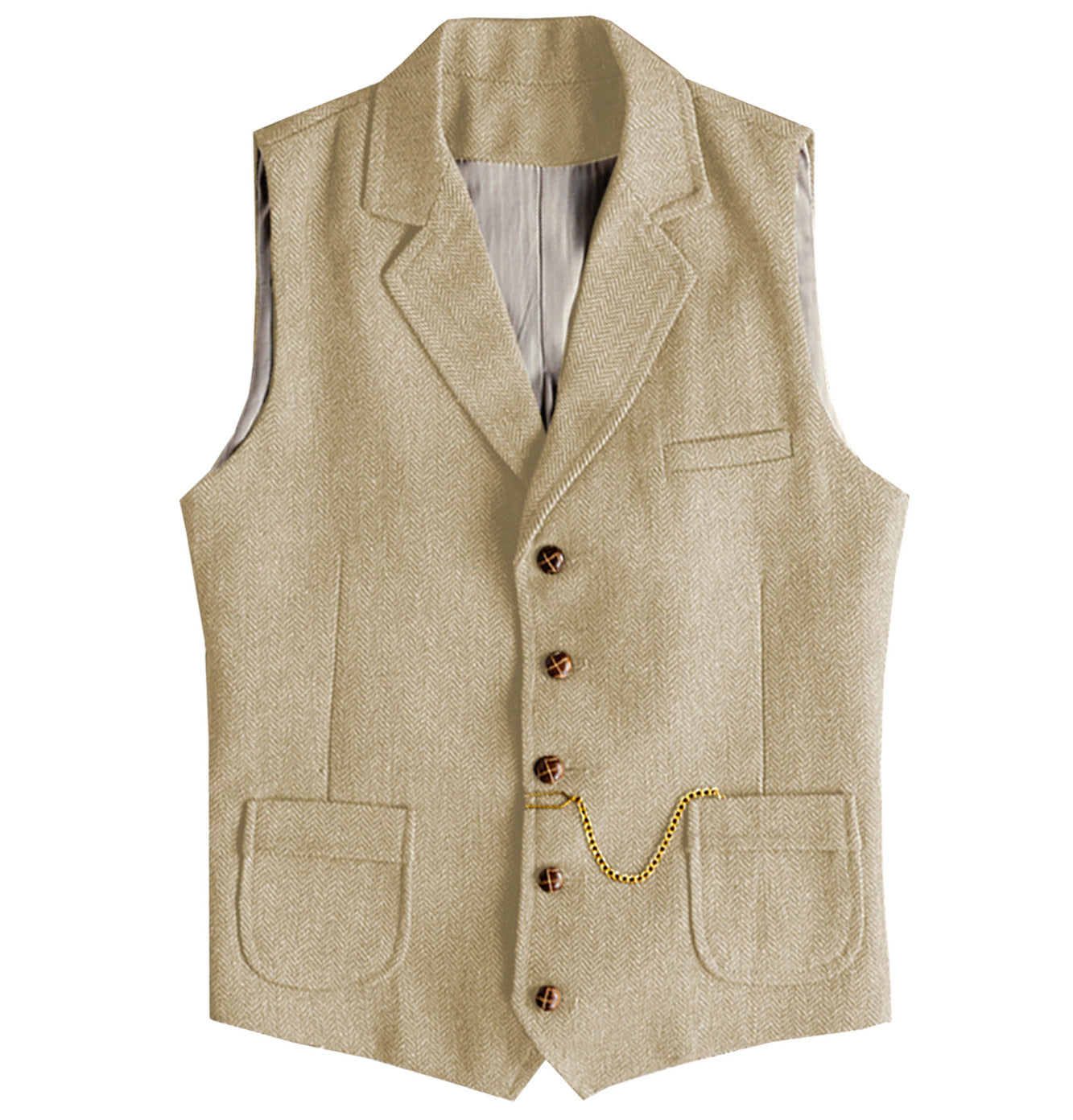 Big & Tall Men's Business Herringbone Pattern Slim Fit Single-breasted Suit Vest XS-3XL