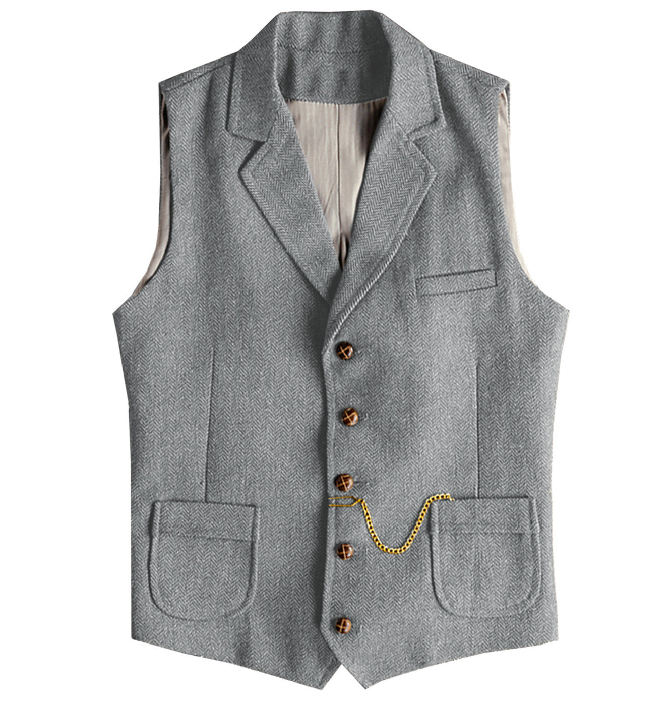 Big & Tall Men's Business Herringbone Pattern Slim Fit Single-breasted Suit Vest XS-3XL