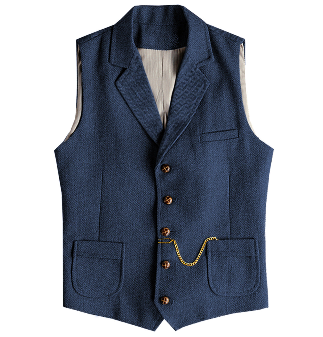 Big & Tall Men's Business Herringbone Pattern Slim Fit Single-breasted Suit Vest XS-3XL