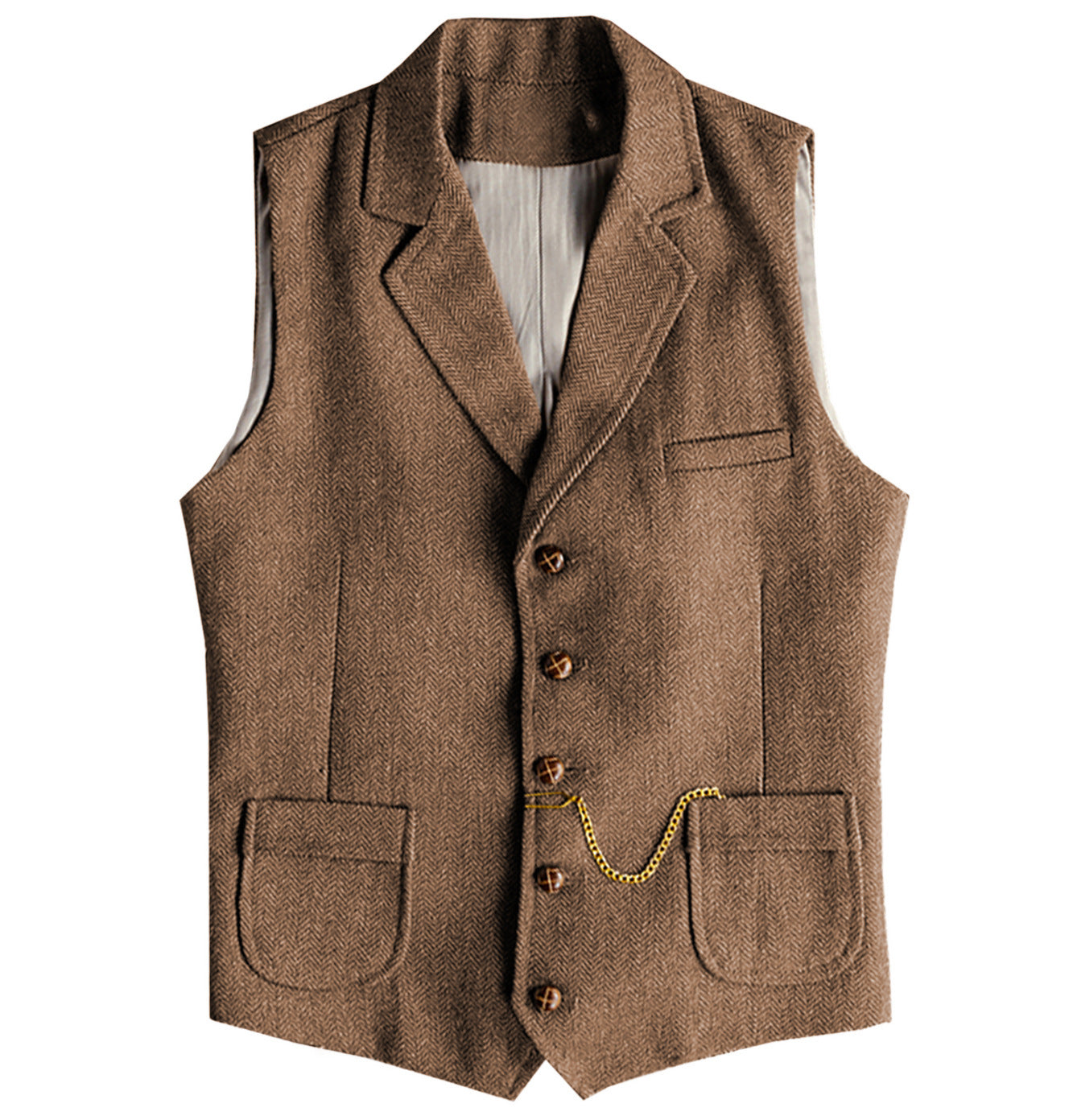 Big & Tall Men's Business Herringbone Pattern Slim Fit Single-breasted Suit Vest XS-3XL