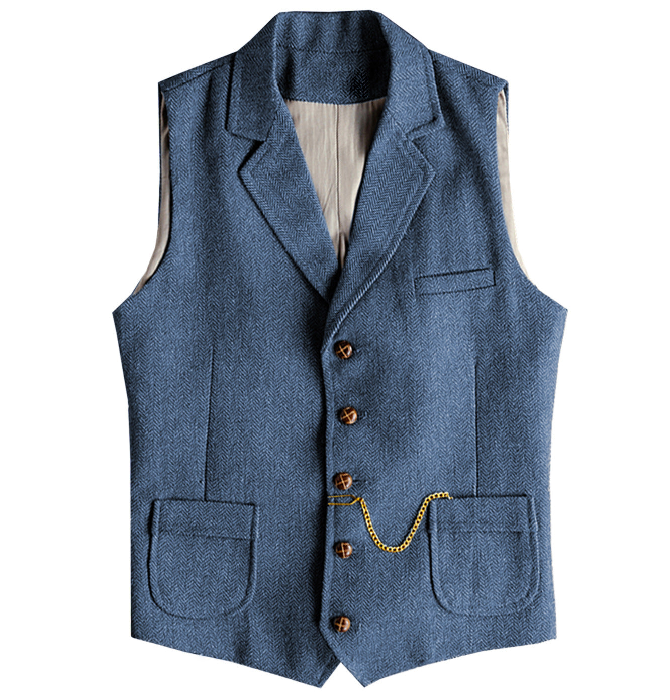 Big & Tall Men's Business Herringbone Pattern Slim Fit Single-breasted Suit Vest XS-3XL
