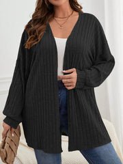Women's Plus Size Solid Color Striped Cardigan Jacket XL-5XL