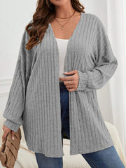 Women's Plus Size Solid Color Striped Cardigan Jacket XL-5XL