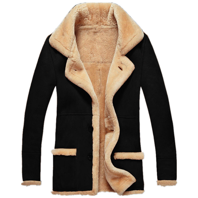 Big & Tall Men's Thickened Lapel Plush Coat Jacket S-5XL