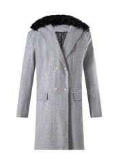 Big & Tall Men's Casual Big Wool Collar Woolen Solid Color Double-breasted Coat S-5XL