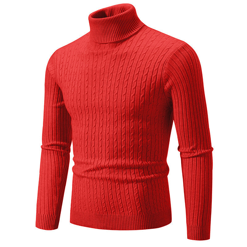 Casual Fashion Twist Knitted Sweater Turtleneck Base Shirt M-5XL
