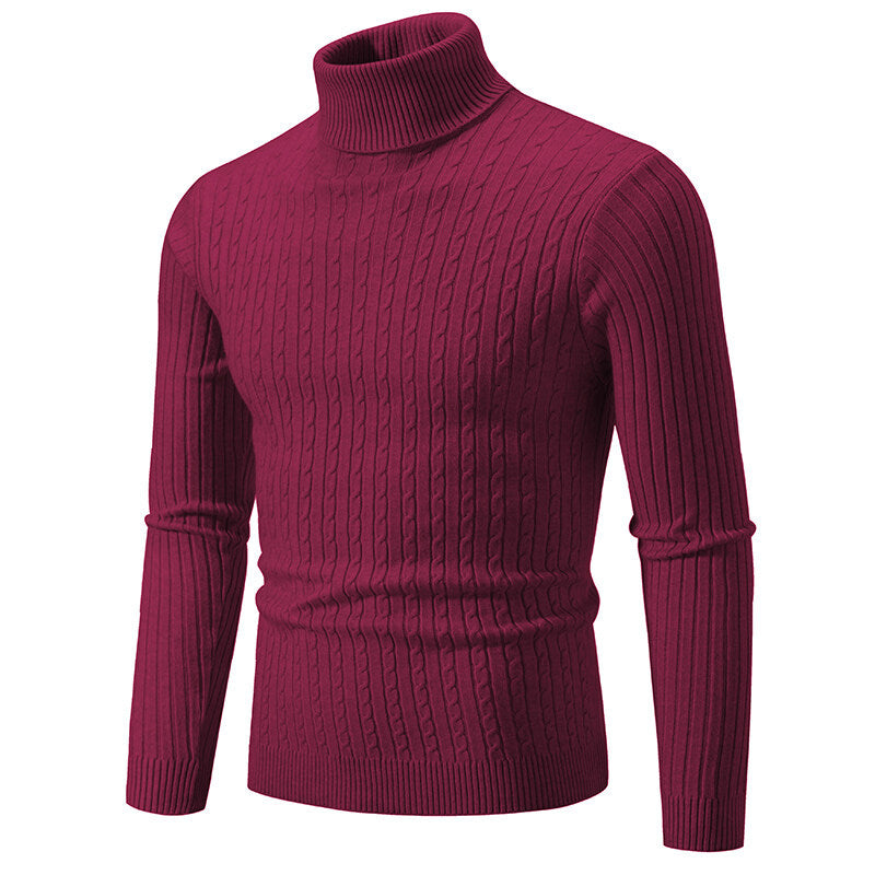 Casual Fashion Twist Knitted Sweater Turtleneck Base Shirt M-5XL