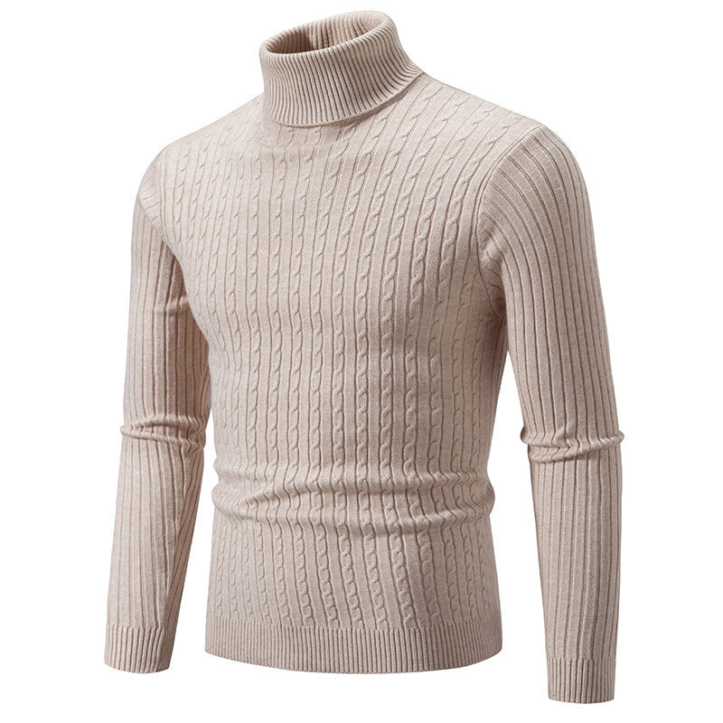 Casual Fashion Twist Knitted Sweater Turtleneck Base Shirt M-5XL