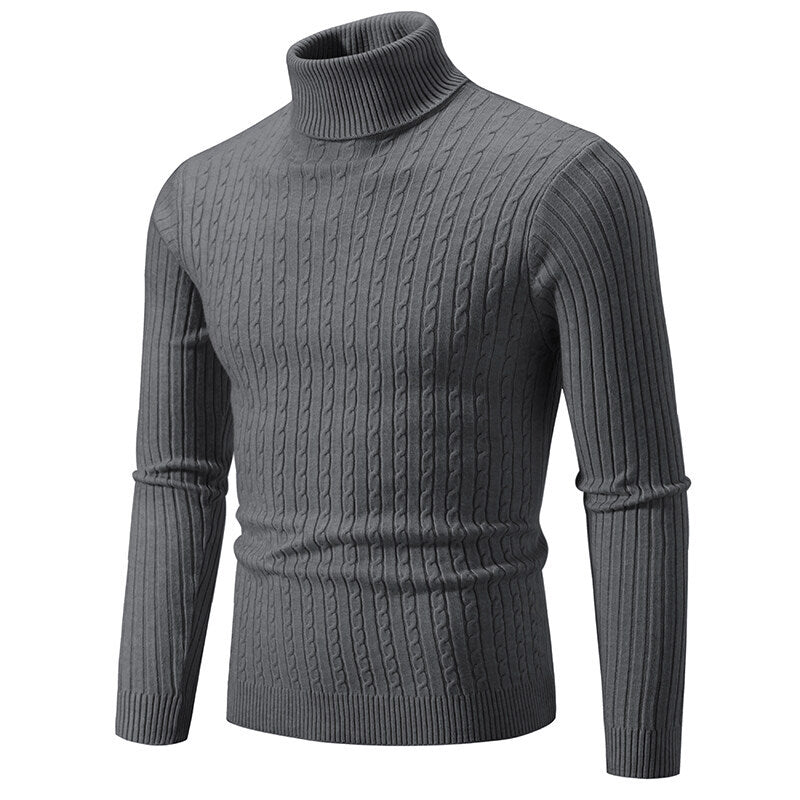 Casual Fashion Twist Knitted Sweater Turtleneck Base Shirt M-5XL
