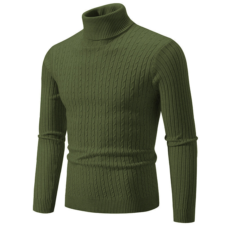 Casual Fashion Twist Knitted Sweater Turtleneck Base Shirt M-5XL