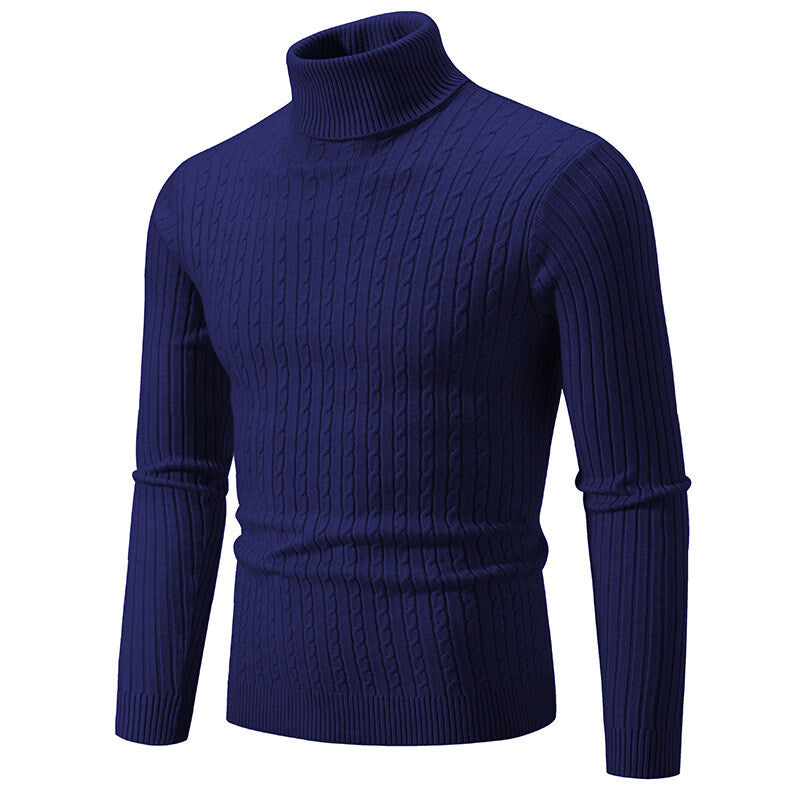 Casual Fashion Twist Knitted Sweater Turtleneck Base Shirt M-5XL