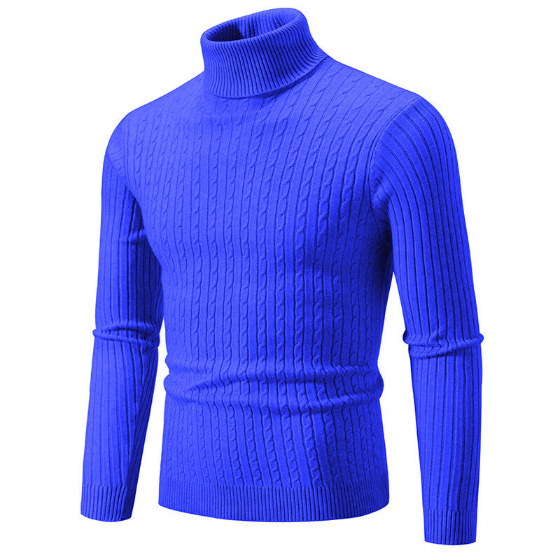 Casual Fashion Twist Knitted Sweater Turtleneck Base Shirt M-5XL