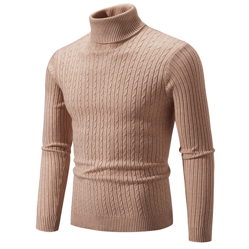 Casual Fashion Twist Knitted Sweater Turtleneck Base Shirt M-5XL