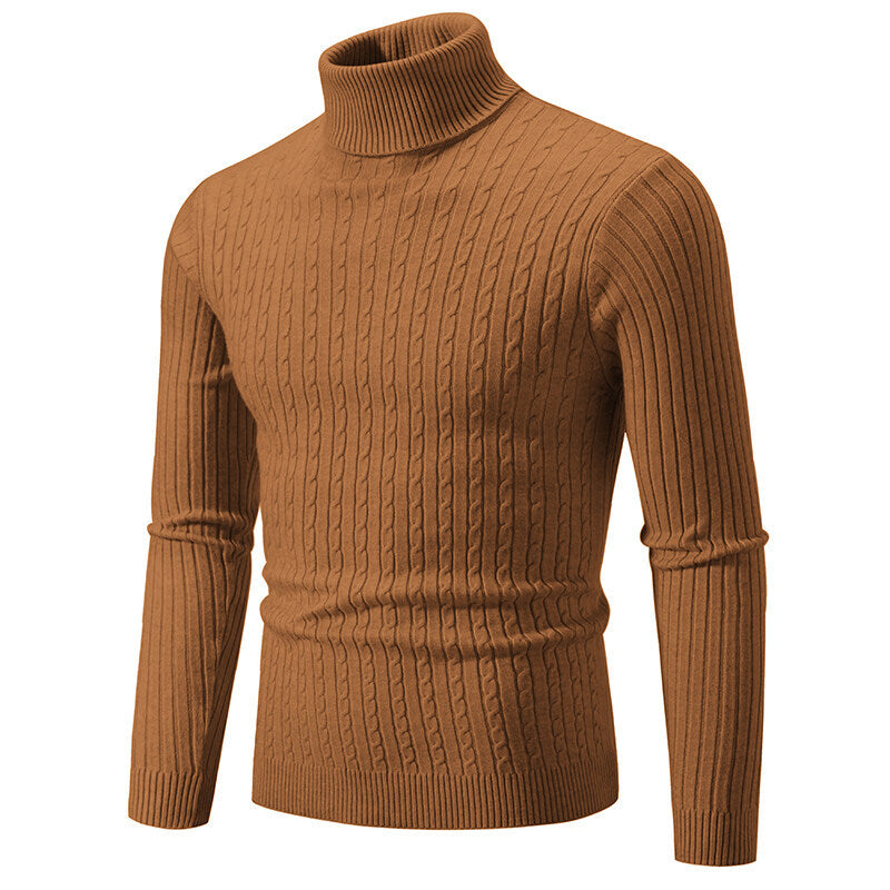 Casual Fashion Twist Knitted Sweater Turtleneck Base Shirt M-5XL
