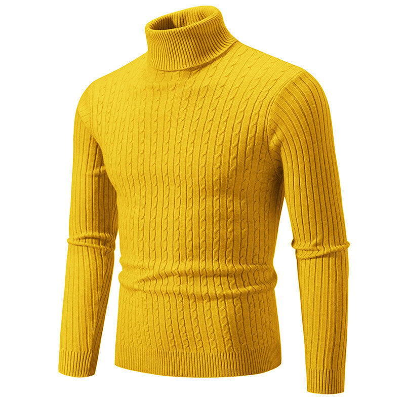 Casual Fashion Twist Knitted Sweater Turtleneck Base Shirt M-5XL