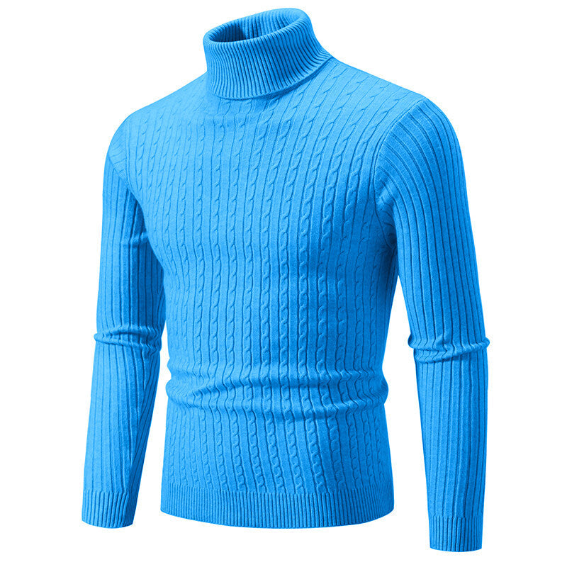 Casual Fashion Twist Knitted Sweater Turtleneck Base Shirt M-5XL
