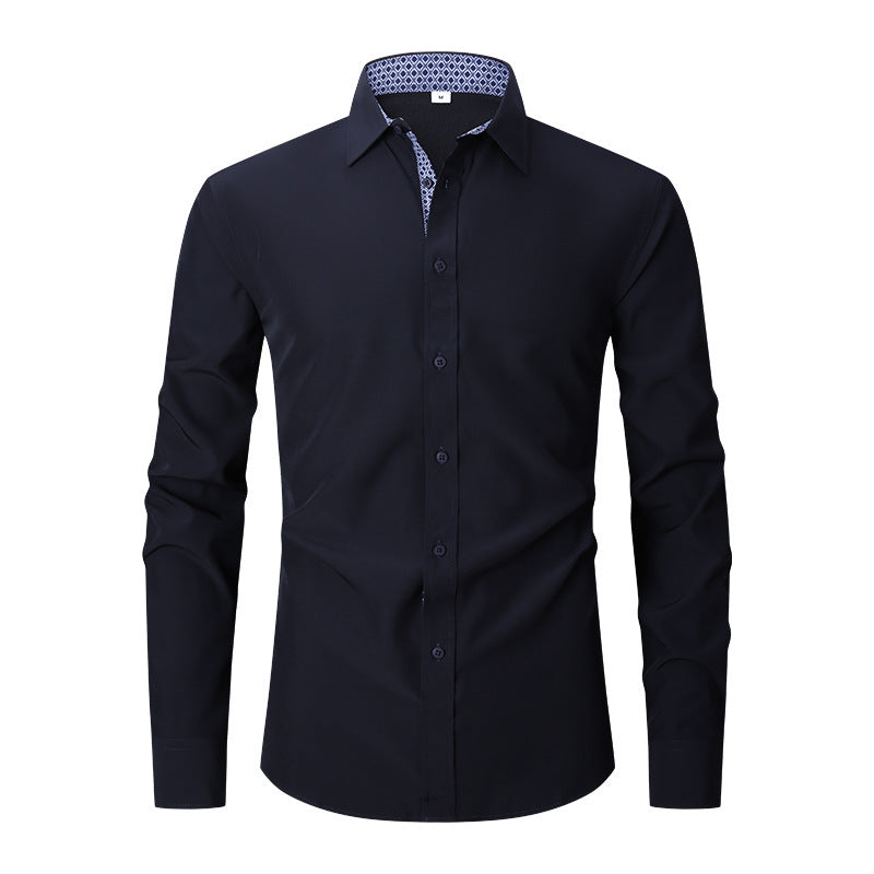 Business Solid Color Slim Long Sleeve Shirt S-4XL