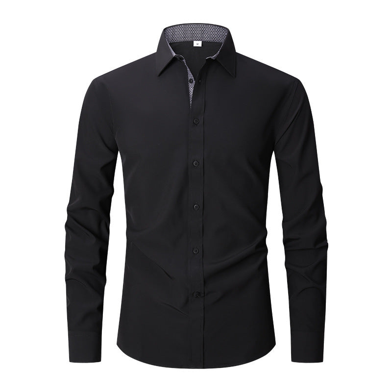 Business Solid Color Slim Long Sleeve Shirt S-4XL