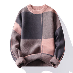 Big & Tall Men's Fall/Winter New Color-matching Sweater Long-sleeved Sweater M-4XL