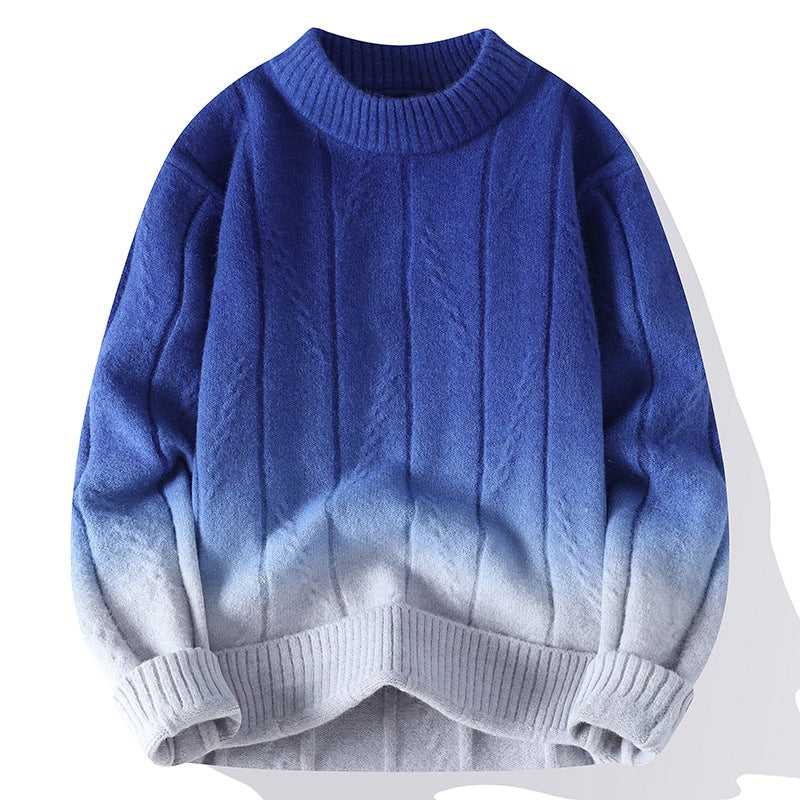 Big & Tall Men's Autumn And Winter New Gradient Sweater Long Sleeve Sweater
