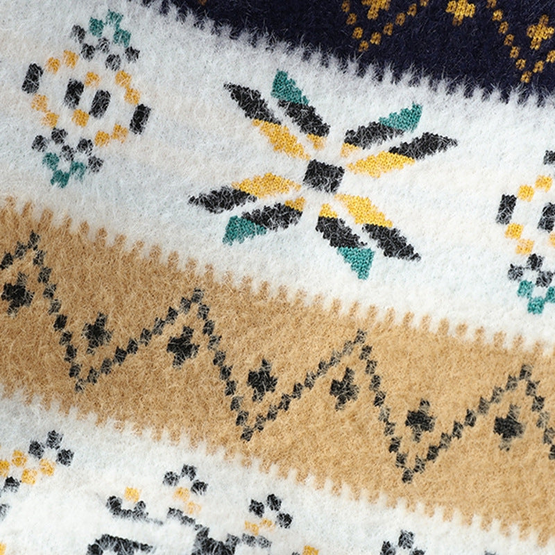 Big & Tall Men's Vintage Contrast Jacquard Sweater M-3XL