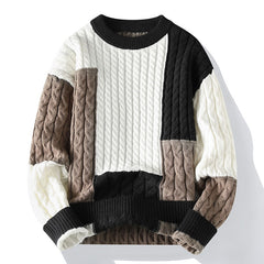 Big & Tall Men's Color Matching Kink Pattern Semi-turtleneck Sweater M-3XL