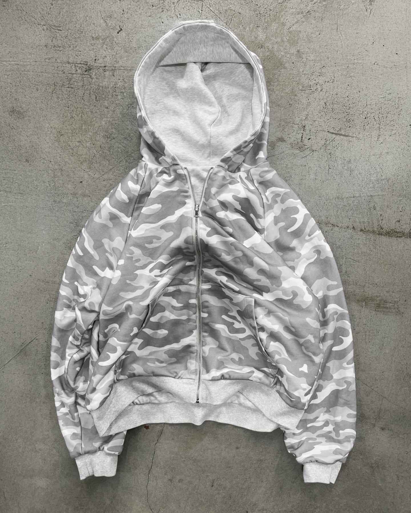 Big & Tall Men's Leopard Print Two-Face Zipper Loose Hooded Sweat S-2XL