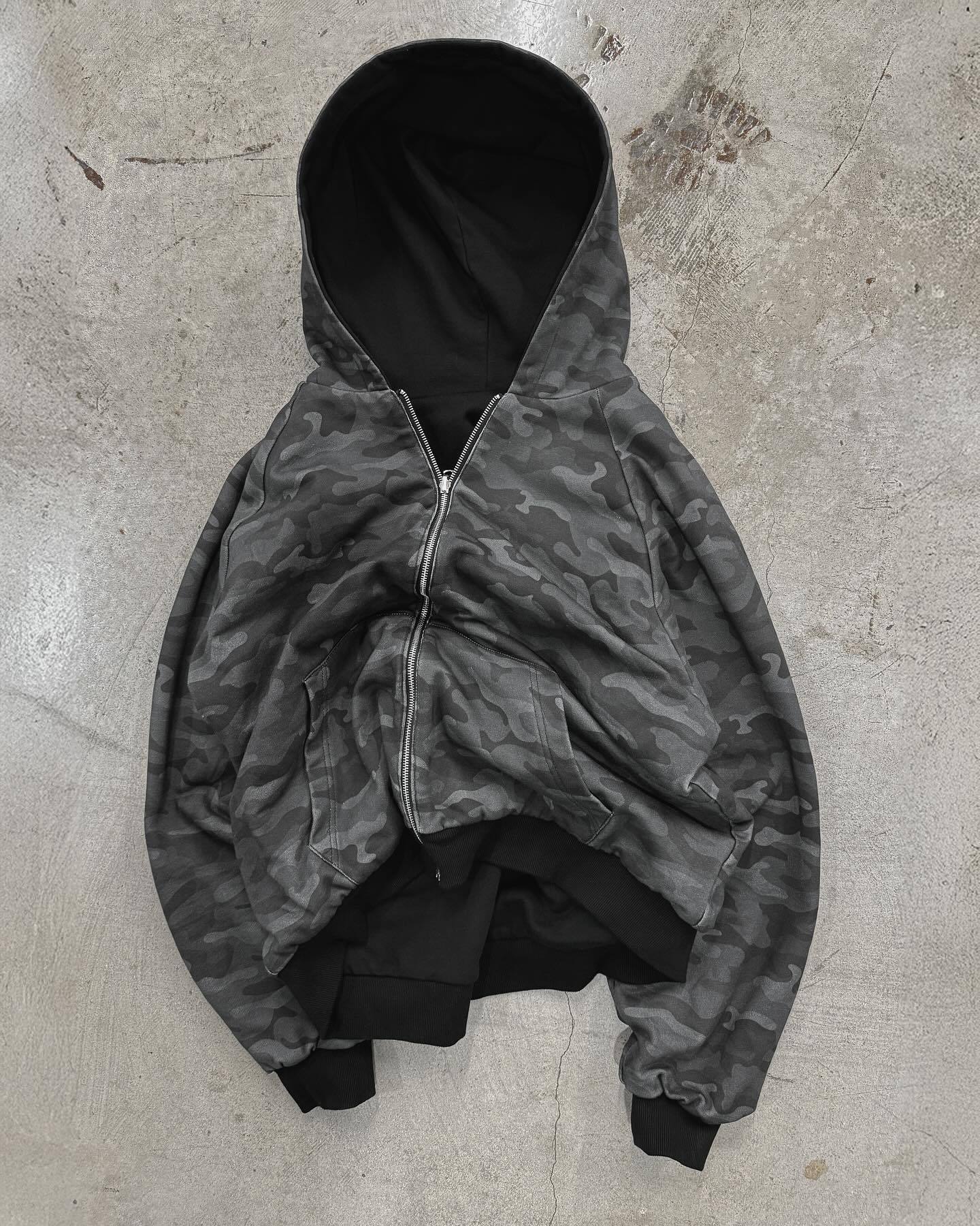 Big & Tall Men's Leopard Print Two-Face Zipper Loose Hooded Sweat S-2XL