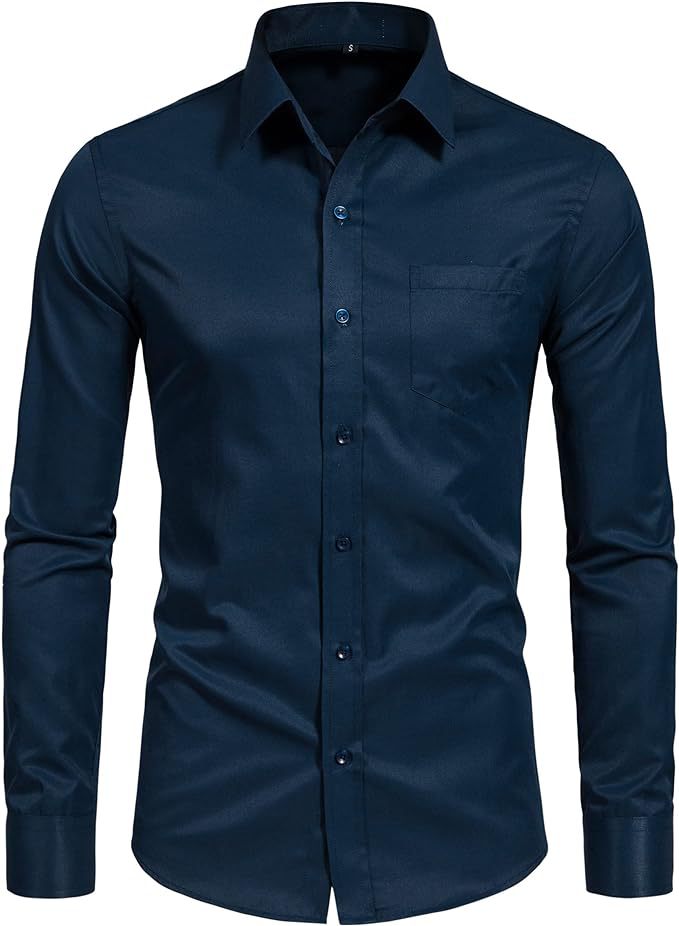 Four-sided Stretch Non-ironing Men's Long-sleeved Shirt Sericized Vertical Shirt