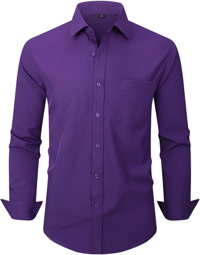 Four-sided Stretch Non-ironing Men's Long-sleeved Shirt Sericized Vertical Shirt