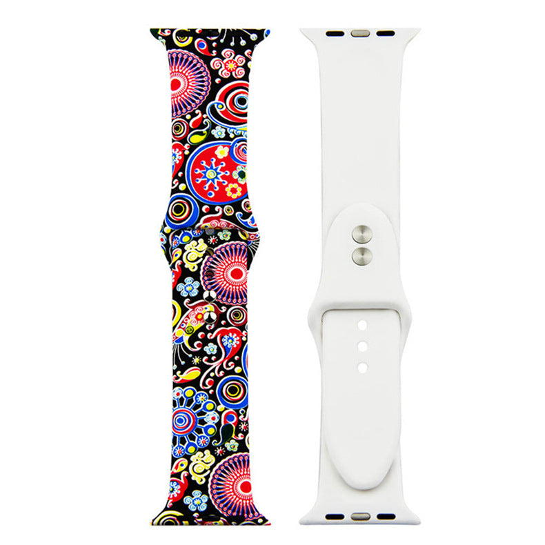 For Apple Watch Silicone Printing Cute Strap, Iwatch5,6,7,8,9,10,S11