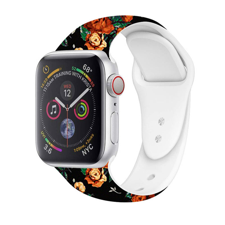 For Apple Watch Silicone Printing Cute Strap, Iwatch5,6,7,8,9,10,S11