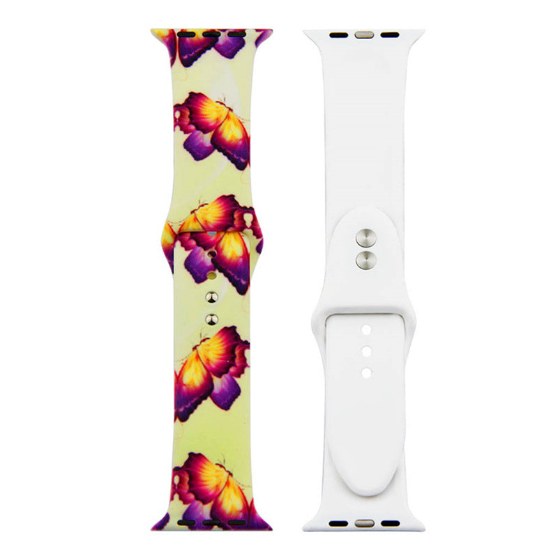 For Apple Watch Silicone Printing Cute Strap, Iwatch5,6,7,8,9,10,S11