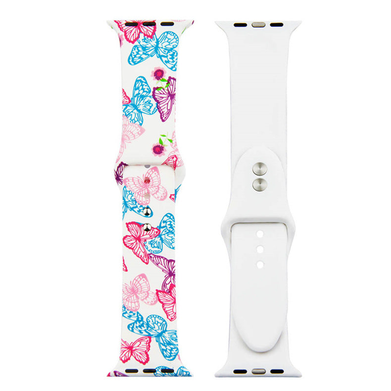 For Apple Watch Silicone Printing Cute Strap, Iwatch5,6,7,8,9,10,S11