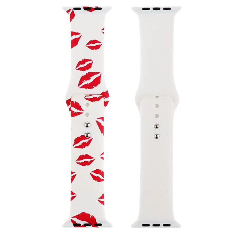 For Apple Watch Silicone Printing Cute Strap, Iwatch5,6,7,8,9,10,S11