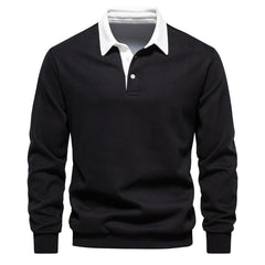 Big & Tall Men's Casual Solid Color Long Sleeve Polo Collar S-2XL