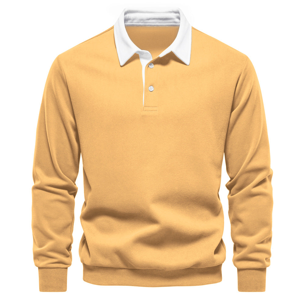 Big & Tall Men's Casual Solid Color Long Sleeve Polo Collar S-2XL