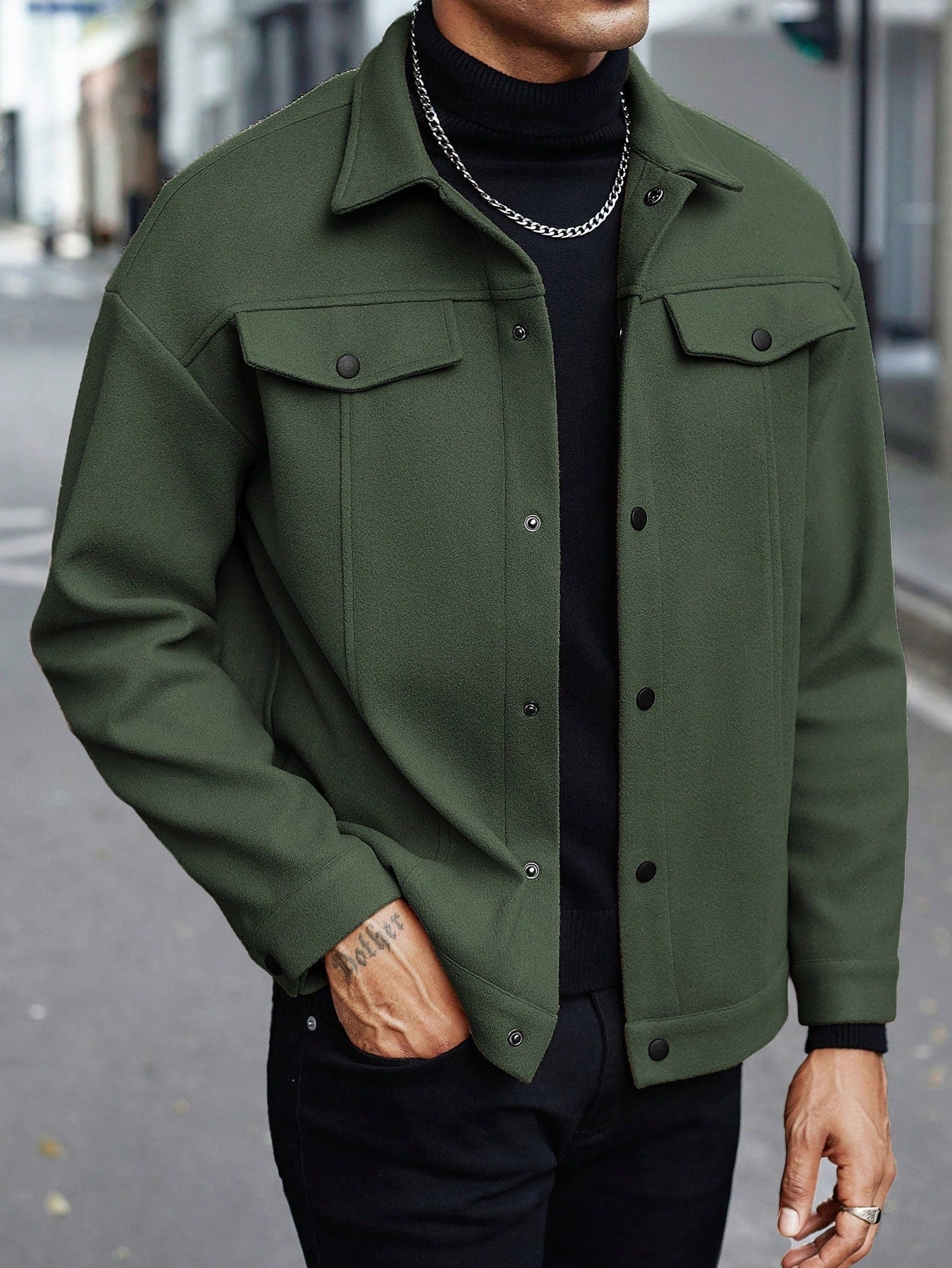 Big & Tall Men's Business Lapel Tweed Coat Jacket S-3XL