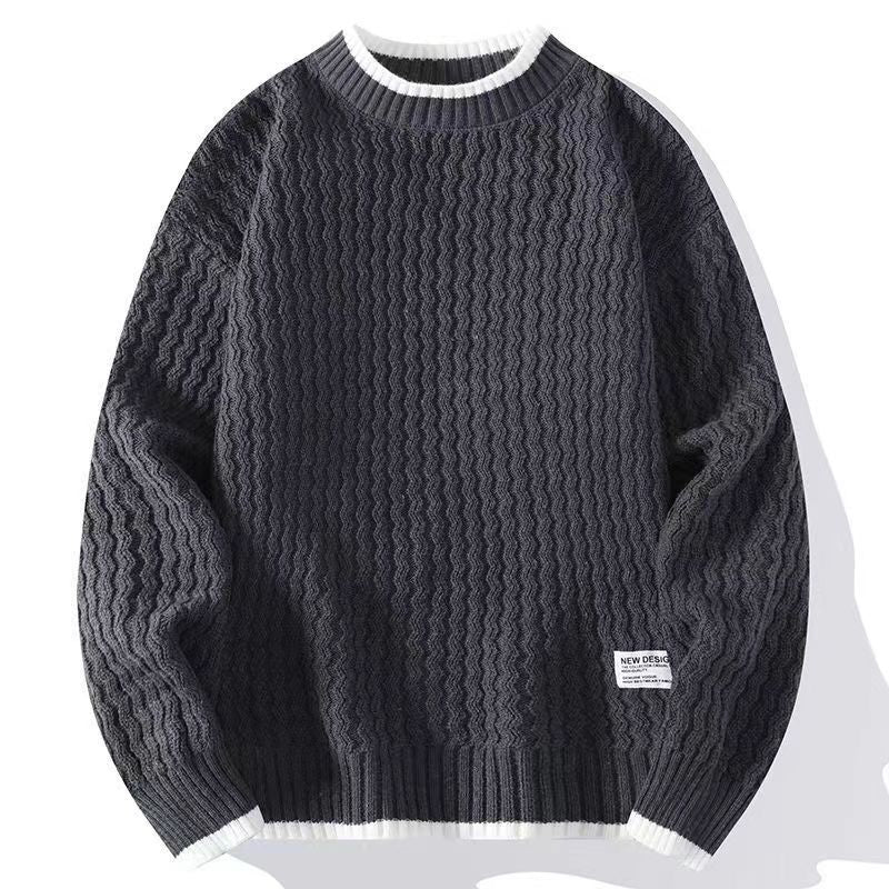 Big & Tall Men's Casual Stitching Long Sleeve Bottoming Sweater M-3XL
