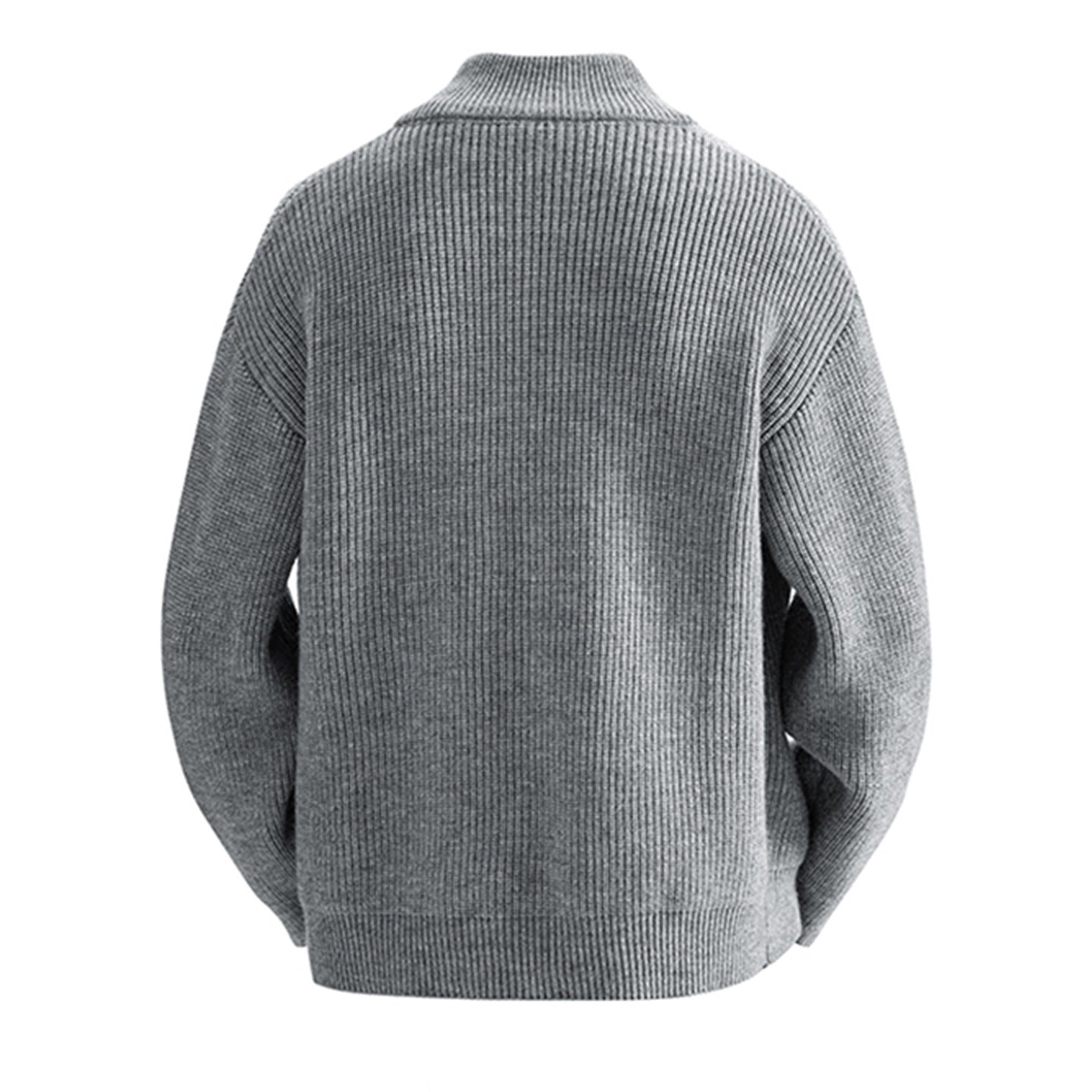 Big & Tall Men's Solid Color Collar Zip Cardigan Sweater L-3XL