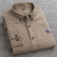 Big & Tall Men's Casual Corduroy Lined Cotton Long Sleeve Shirt S-4XL