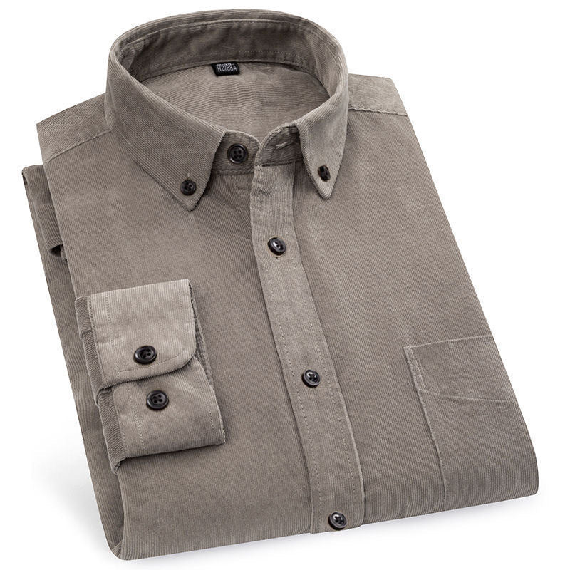 Big & Tall Men's Casual Corduroy Lined Cotton Long Sleeve Shirt S-4XL